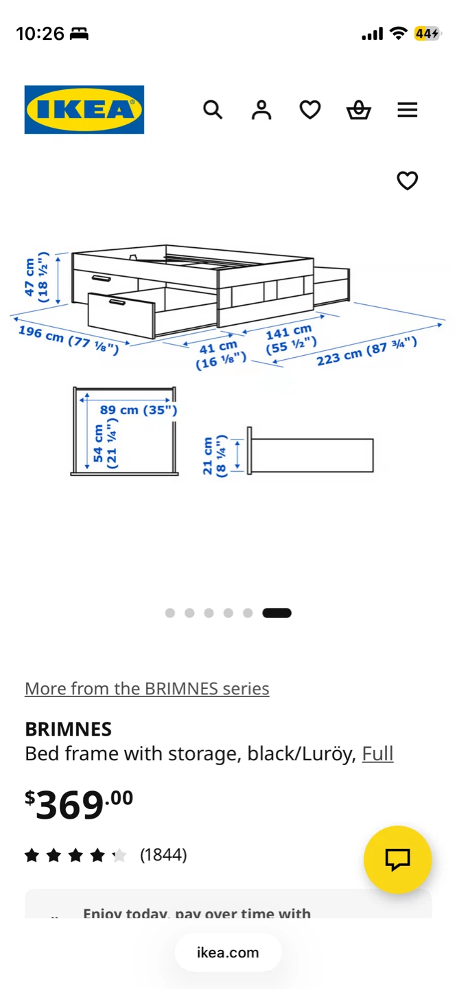 IKEA BRIMNES Bed Frame with Storage, Black - photo 3