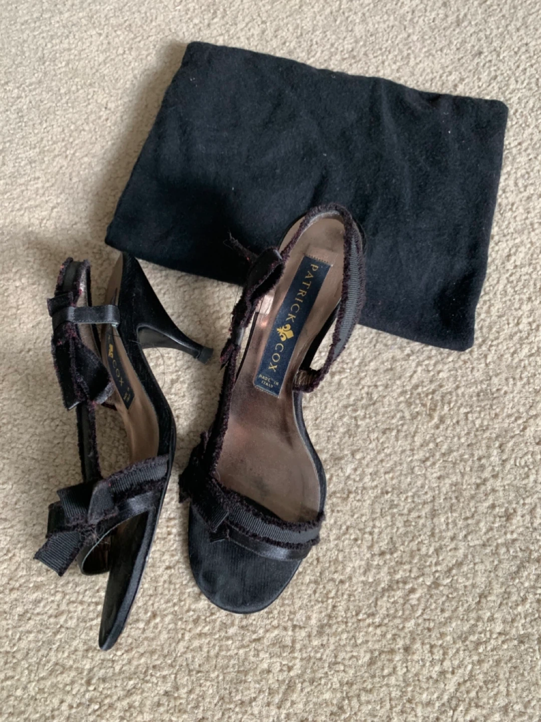 PATRICK COX Black Velvet Ribbon Heels