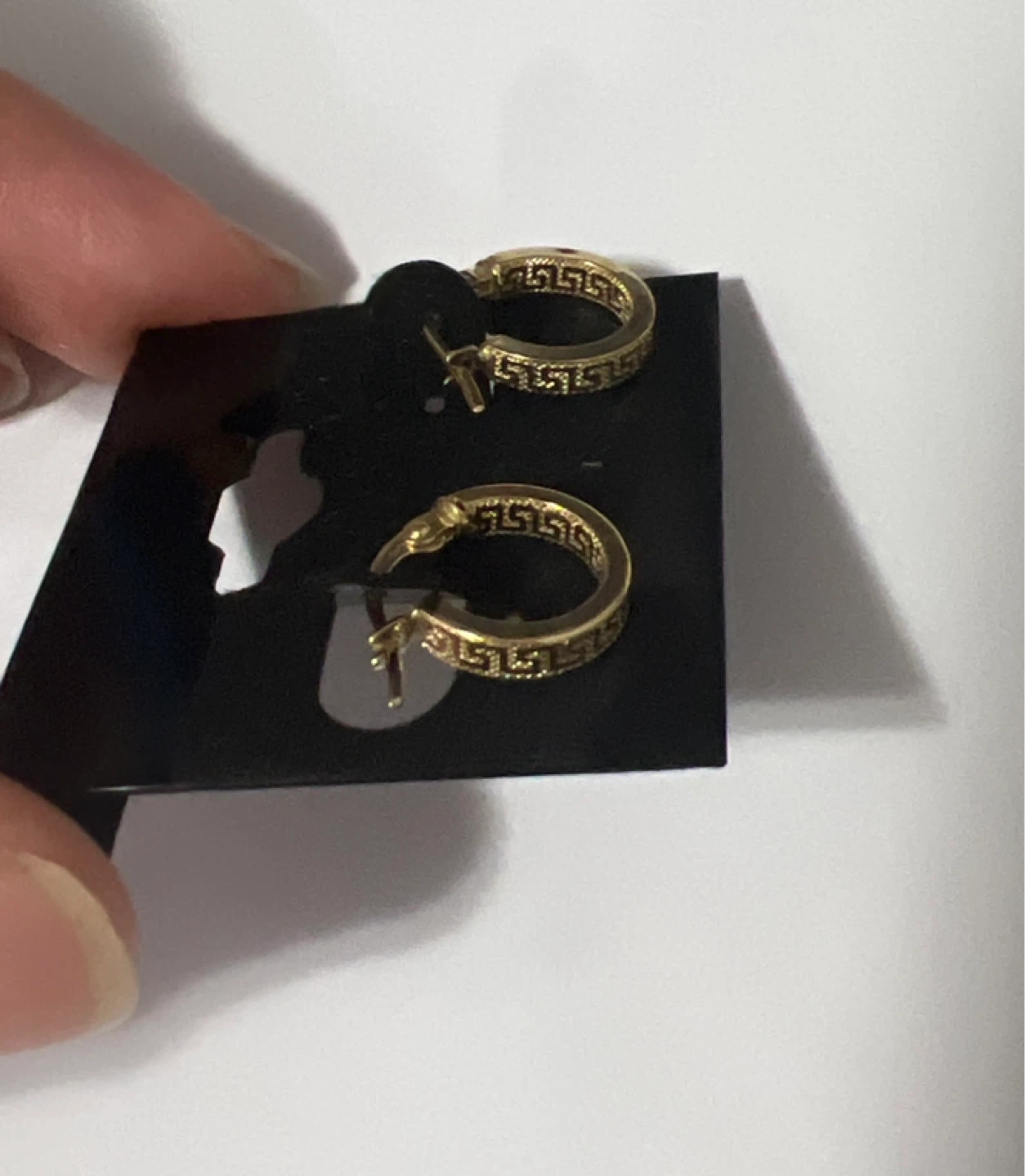 18k Gold Hoop Earrings with Greek Design - photo 2