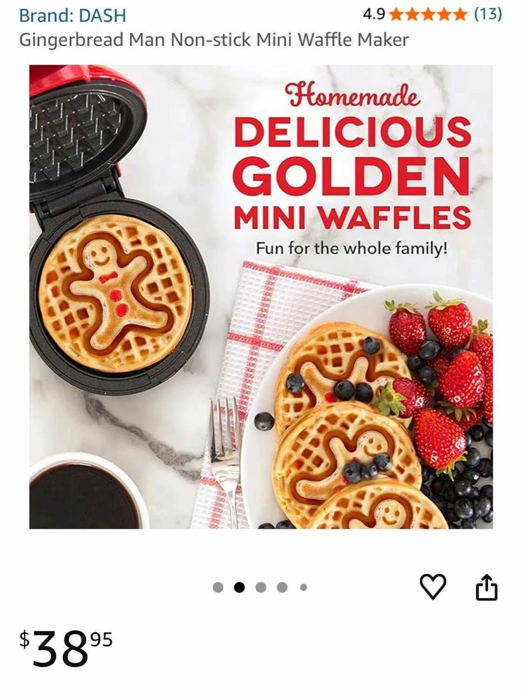 Dash Gingerbread Man Mini Waffle Maker - photo 3