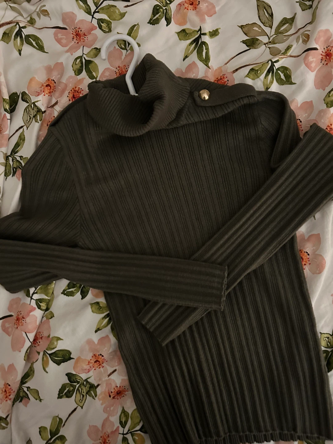 Ribbed Turtleneck Sweater with Gold Buttons - photo 2