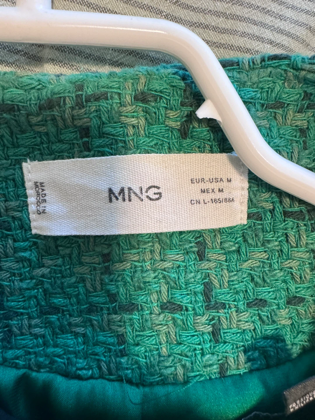 MNG Tweed Blazer Jacket - Green - Size M - photo 2