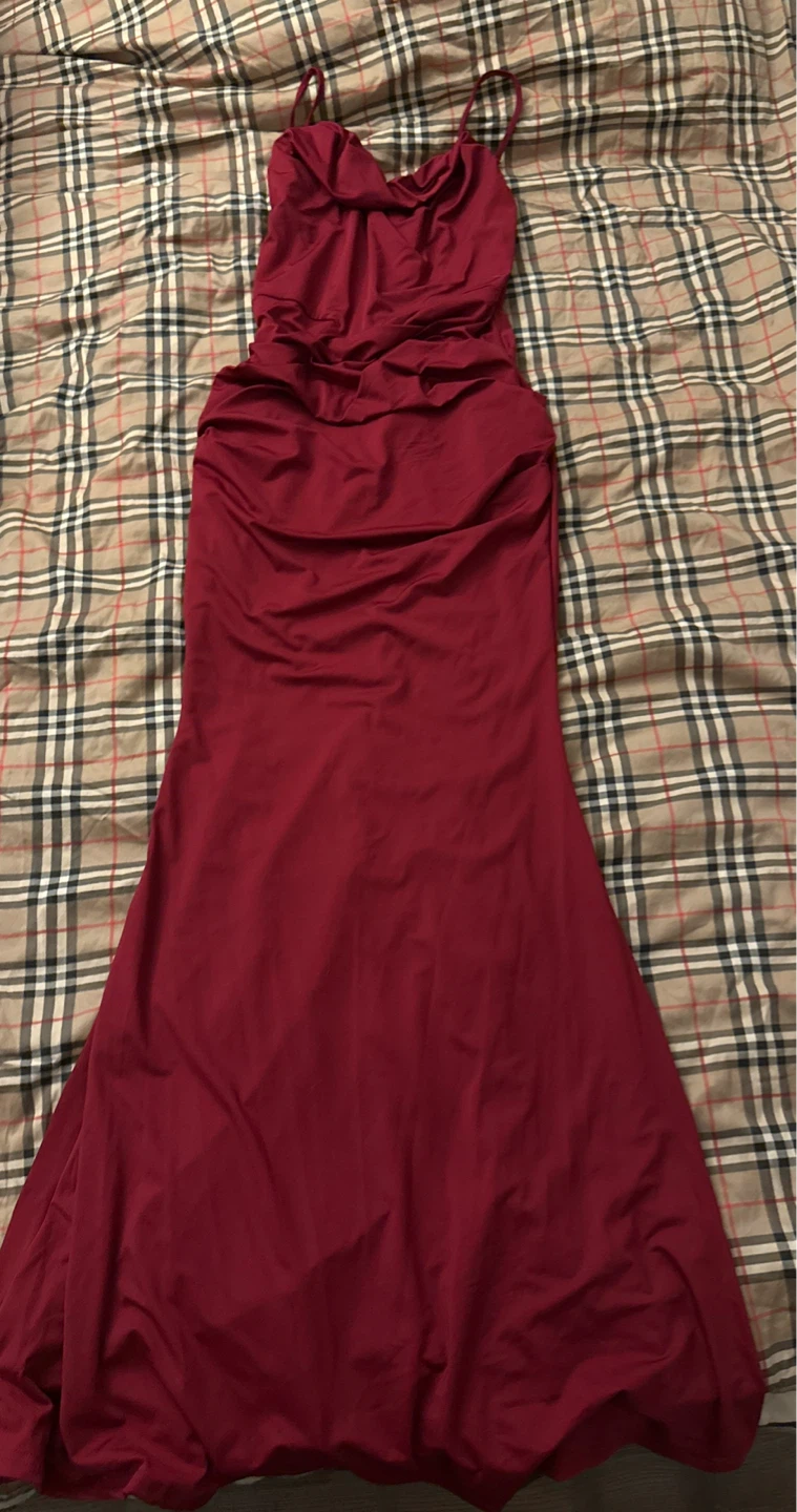 Red Ruched Maxi Dress - photo 2