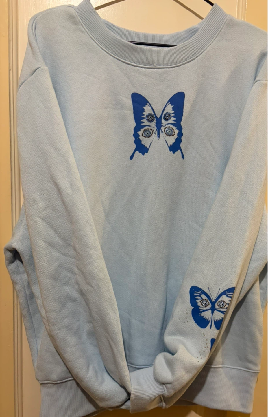 Chaser Light Blue Butterfly Graphic Sweatshirt