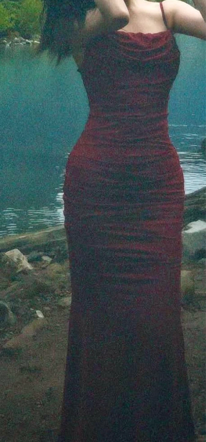 Red Ruched Maxi Dress