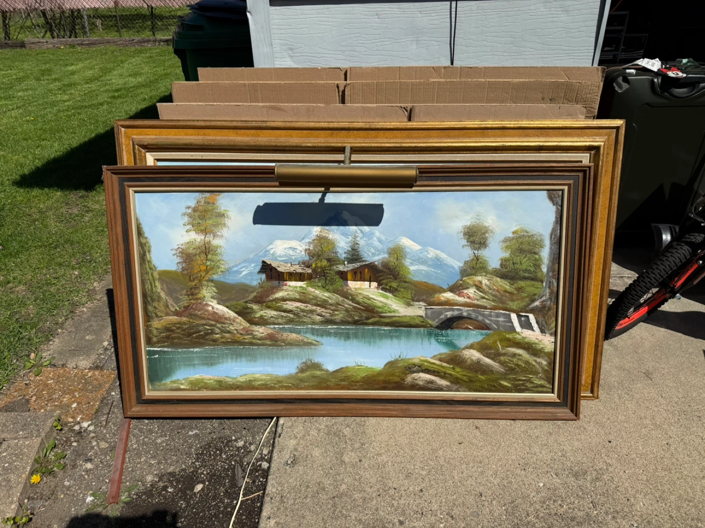 Vintage Landscape Oil Painting with Frame