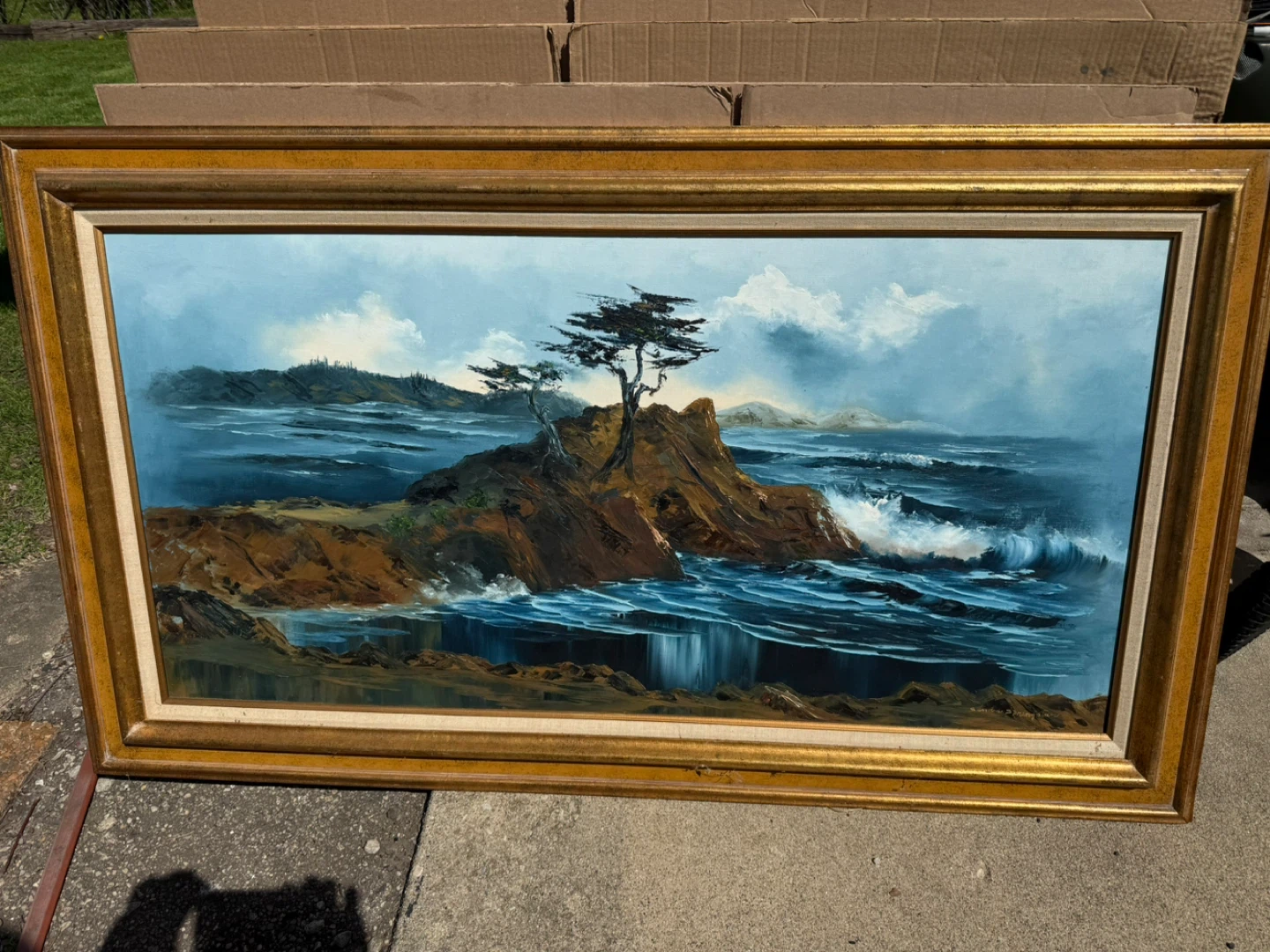 Framed Oil Painting - Coastal Seascape