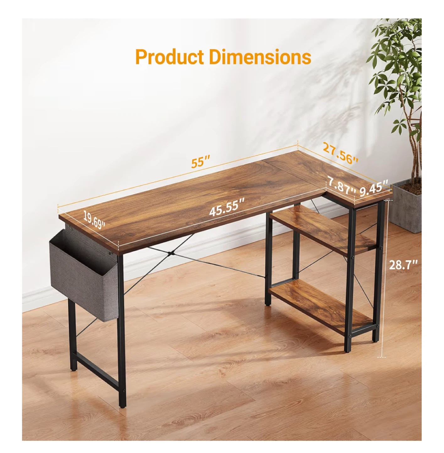 MUST GO ASAP L-Shaped Desk with Shelves
