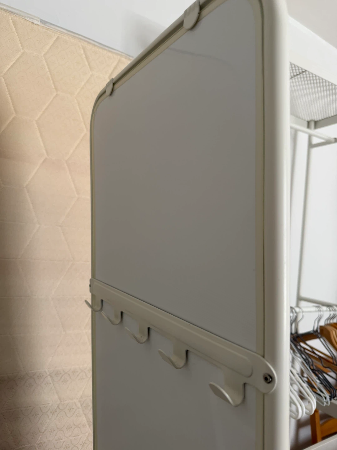 White Full Length Mirror with Hooks - photo 4