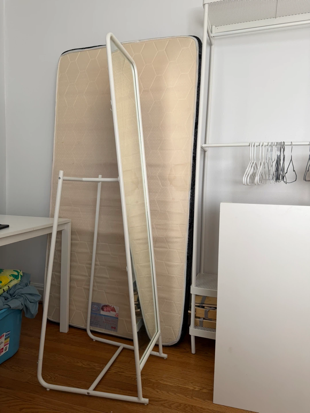 White Full Length Mirror with Hooks