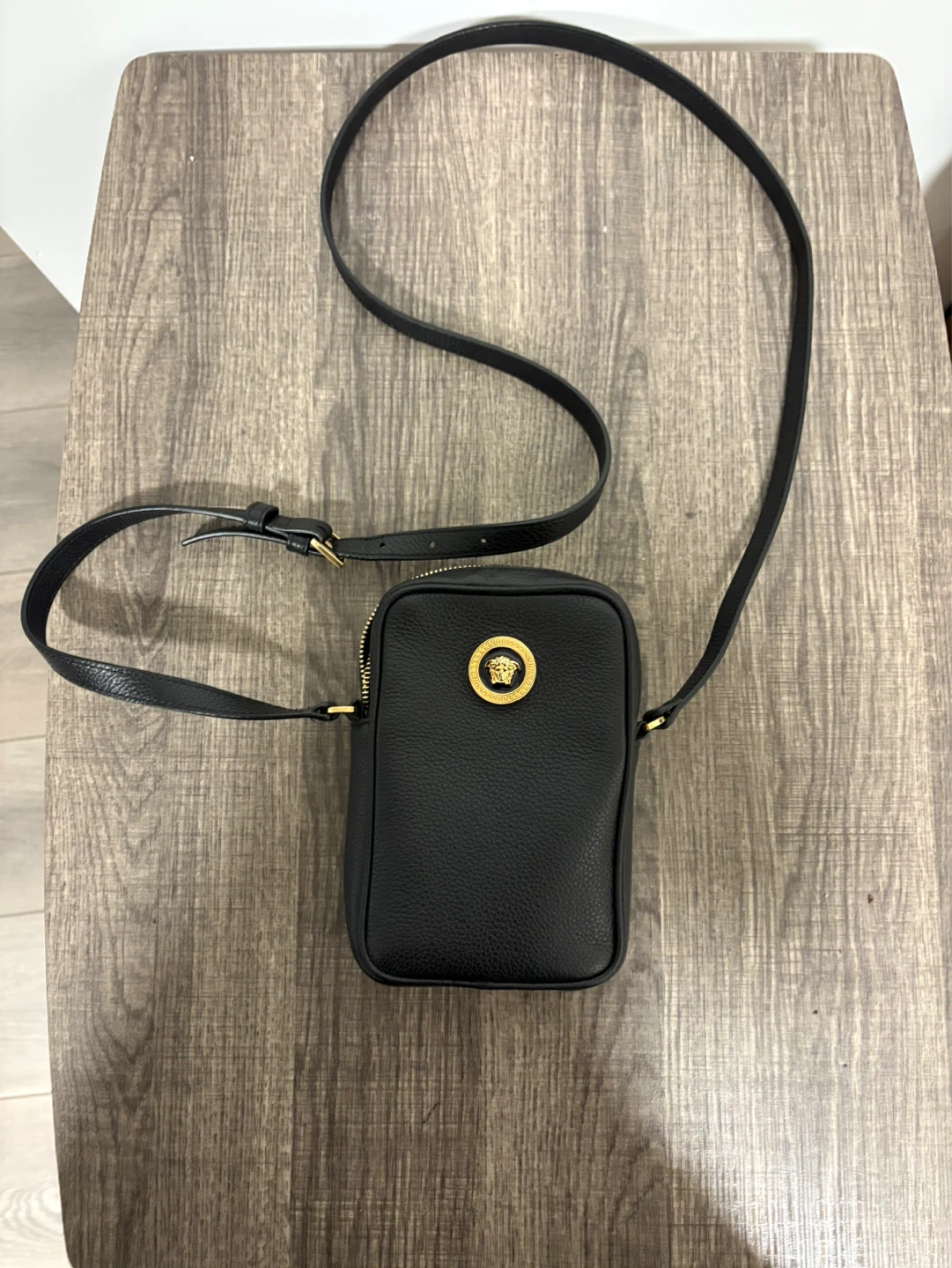 Versace Black Leather Medusa Shoulder Bag
