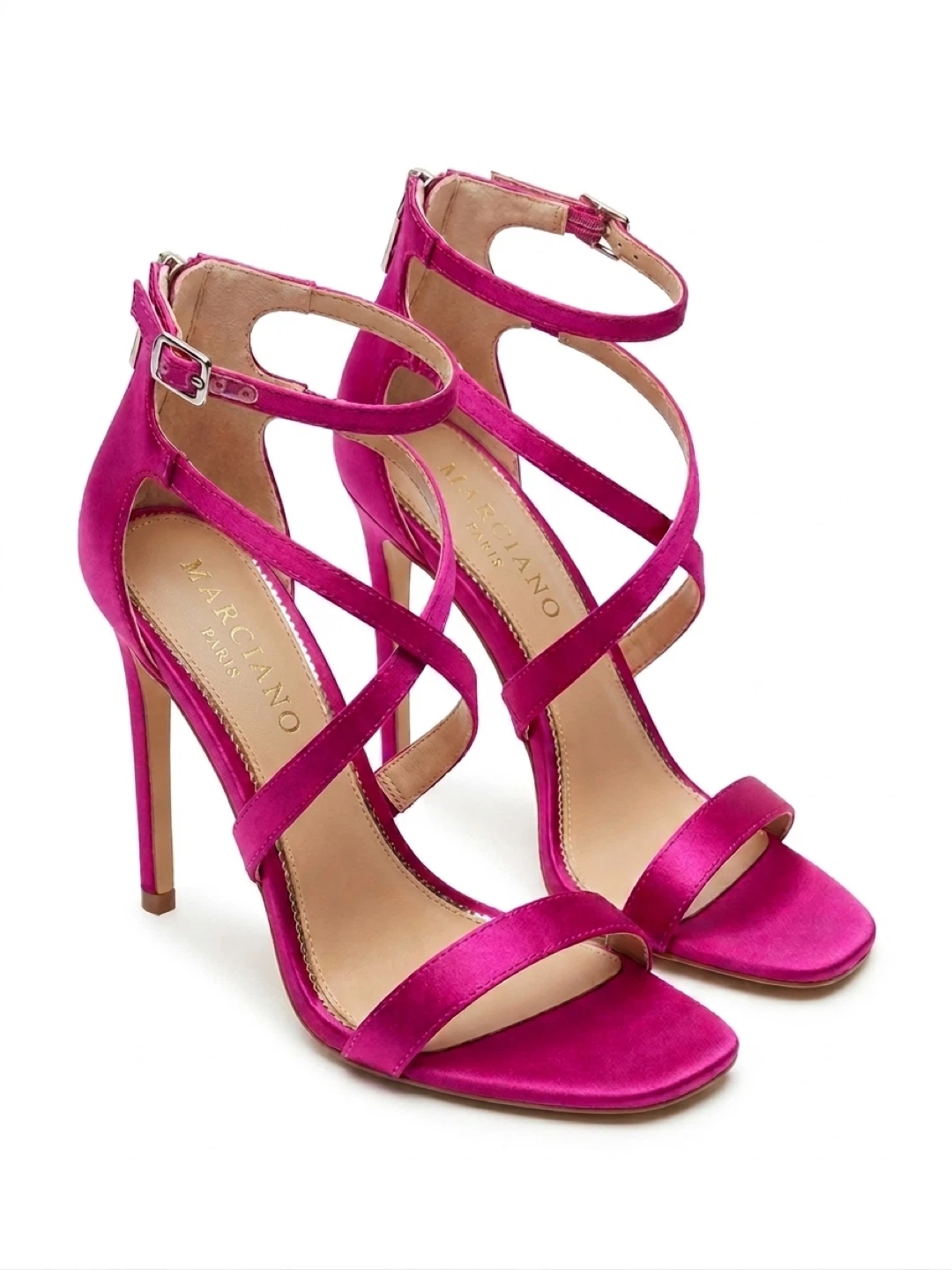 MARCIANO Paris fuchsia pink strap heels size 7.5 very clean