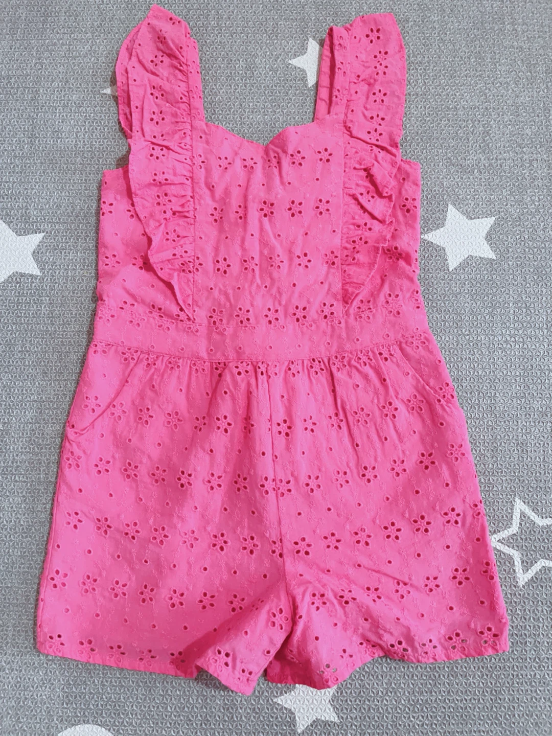 Janie and Jack Pink Eyelet Romper Size 6