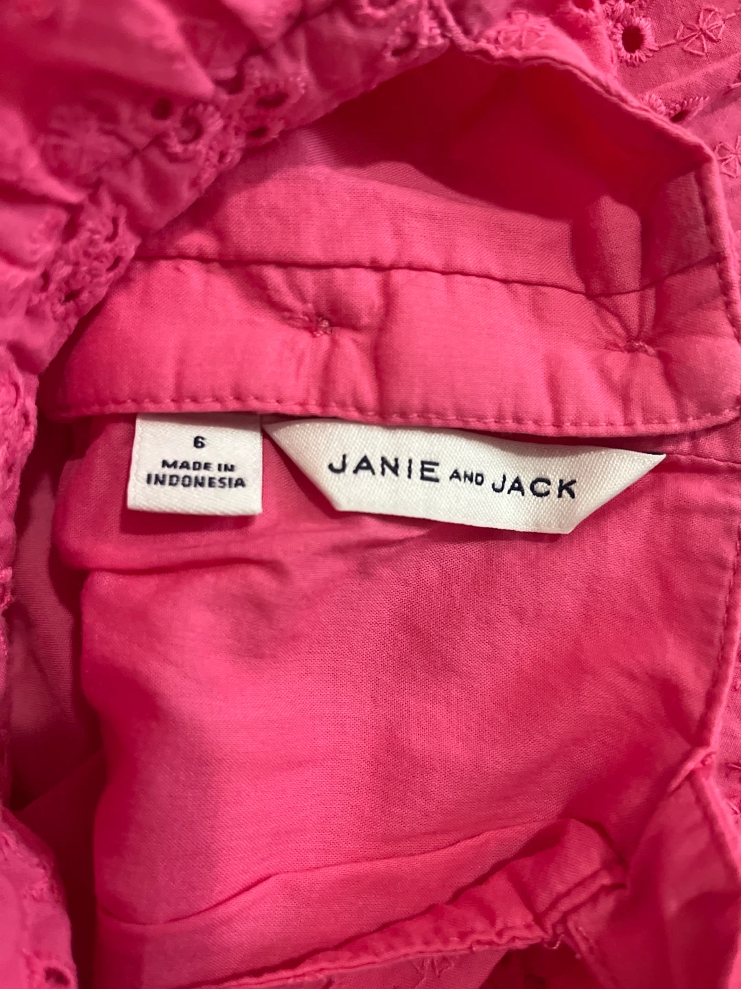 Janie and Jack Pink Eyelet Romper Size 6 - photo 3