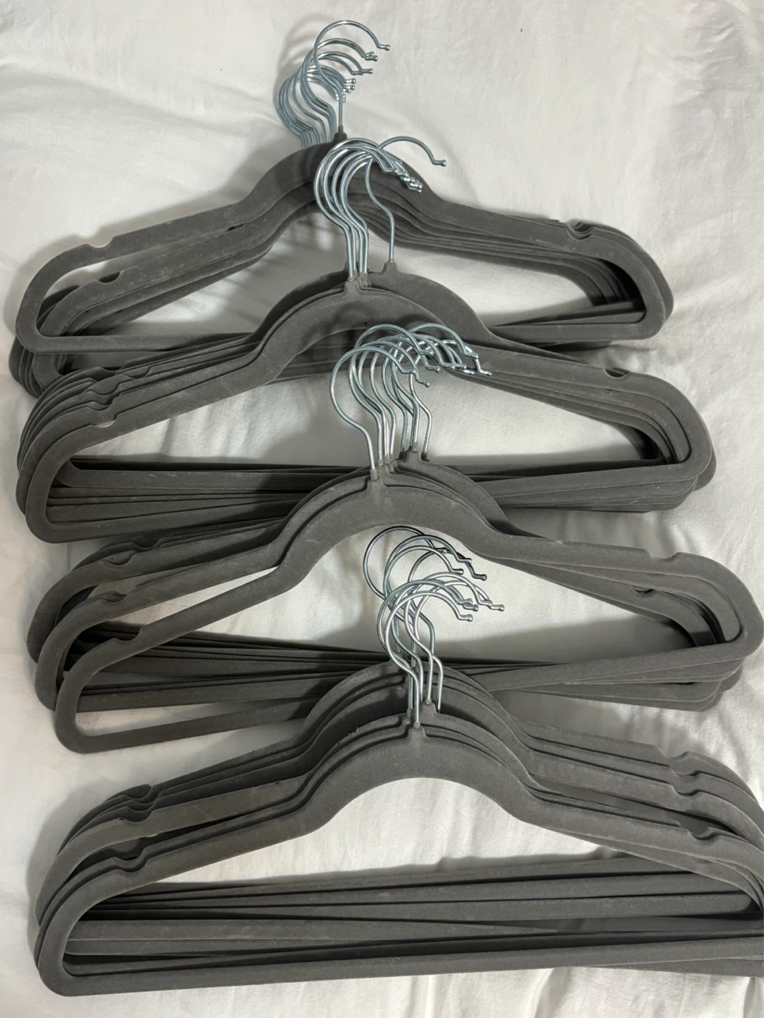Grey Velvet Non-Slip Clothes Hangers - Set of 40