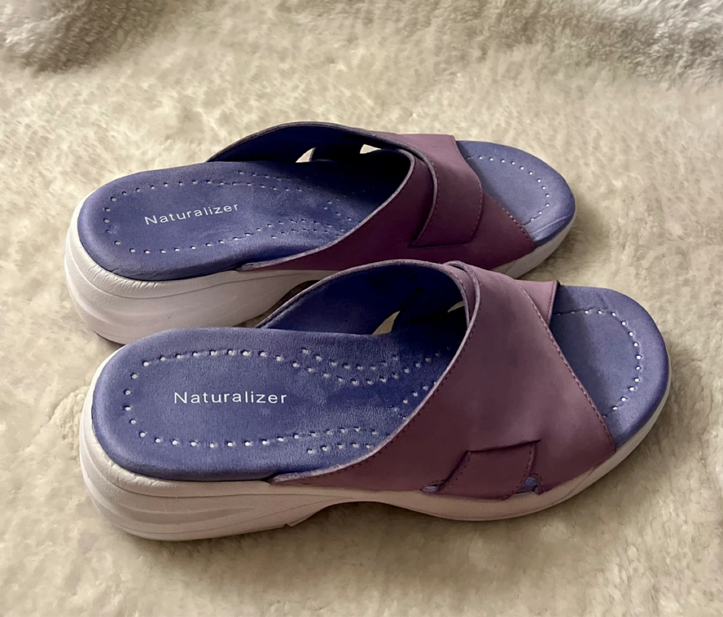 Naturalizer Women's Purple Slide Leather Sandals Size 8M