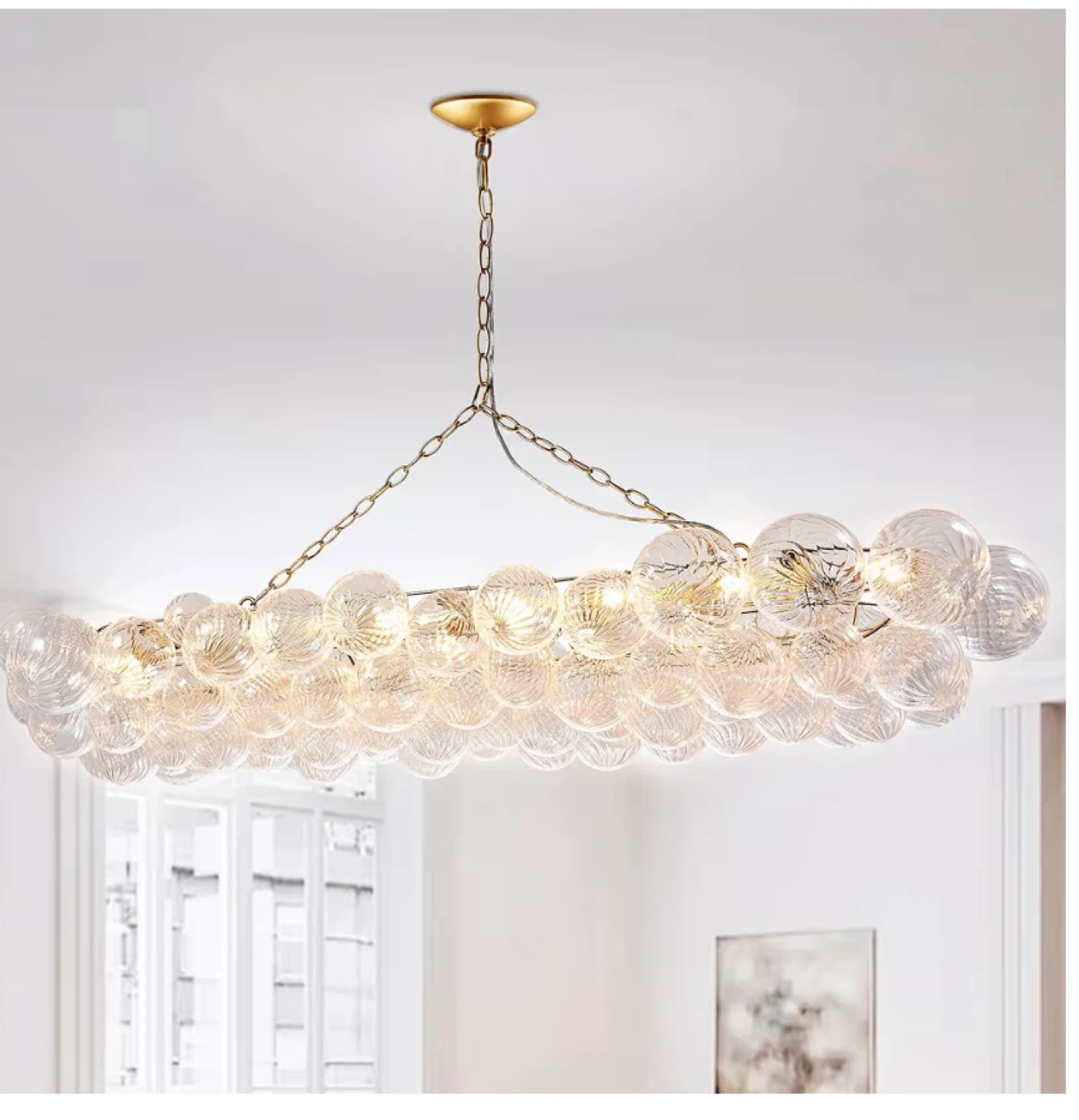 Mid-century Bubble Ball Chandelier - Rectangular Glass Lighting
