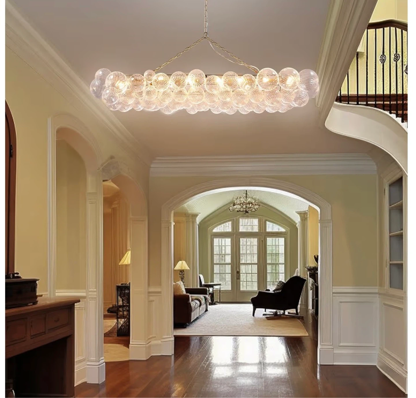 Mid-century Bubble Ball Chandelier - Rectangular Glass Lighting - photo 4