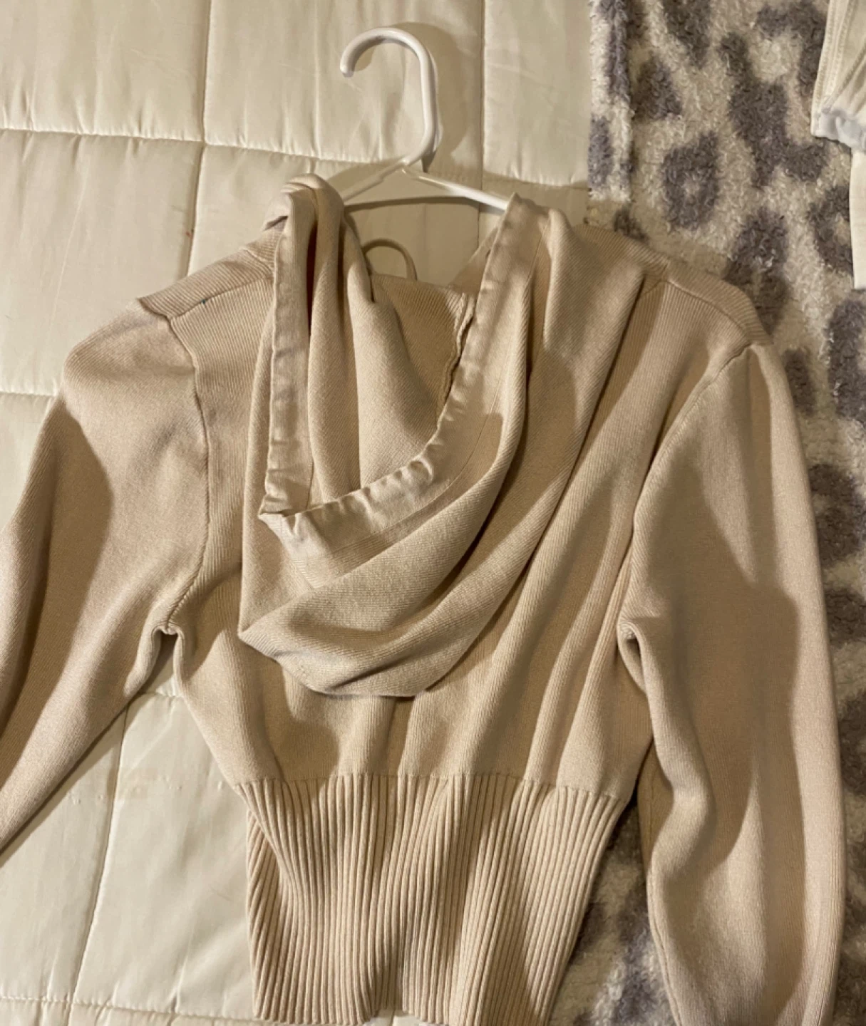 Women's Beige Knit Zip-Up Hoodie - photo 2