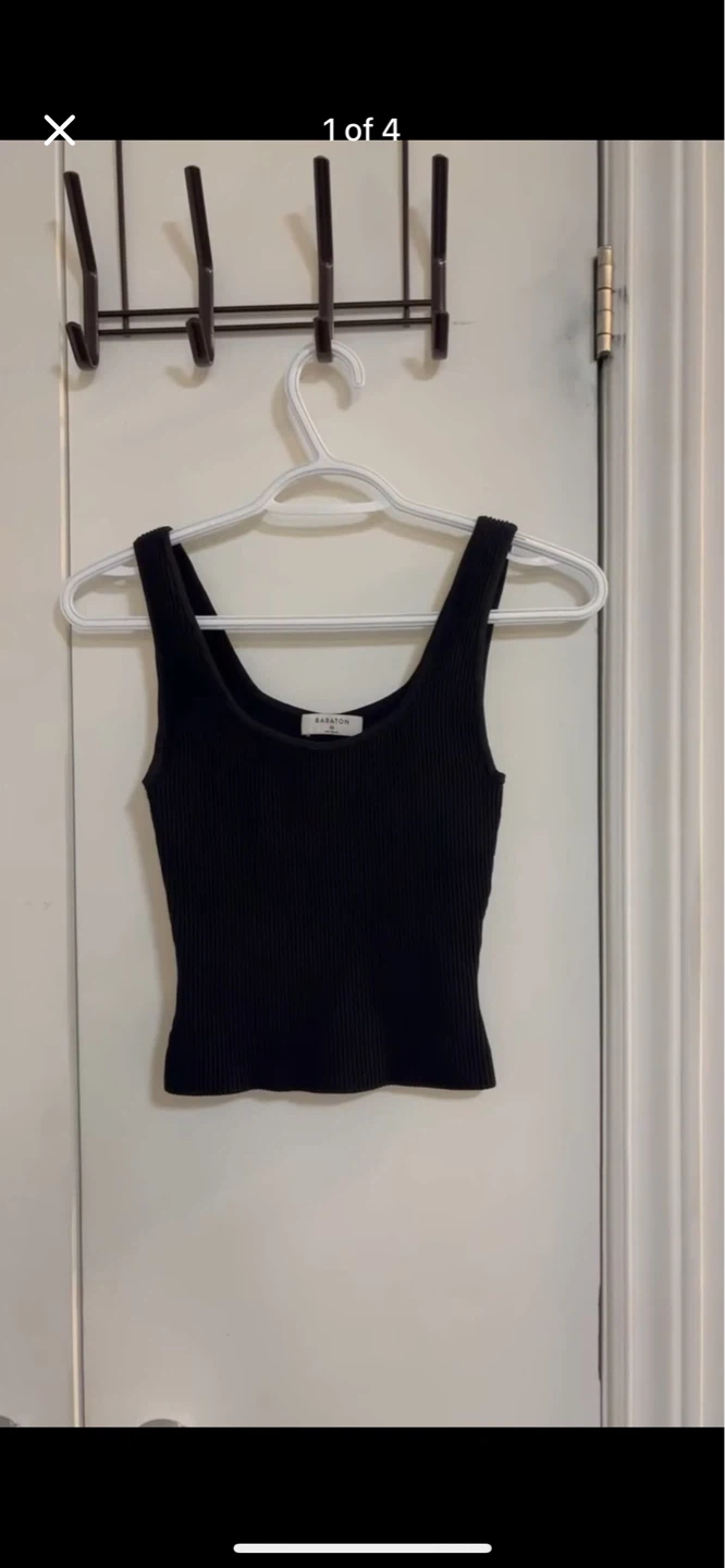 BABATON sculpt knit scoop neck black rib tank XS - photo 4