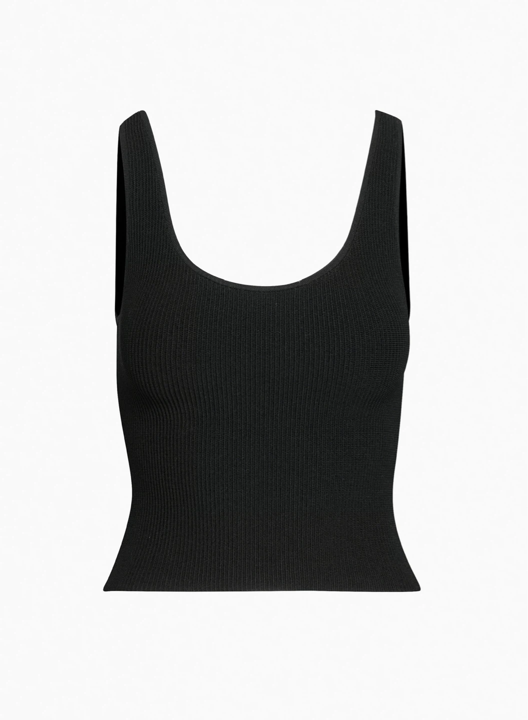 BABATON sculpt knit scoop neck black rib tank XS
