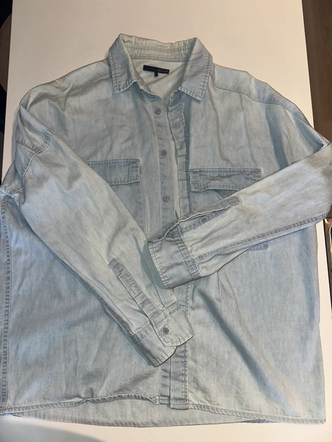 Oak + Fort - Denim look Button-Up Shirt - photo 3