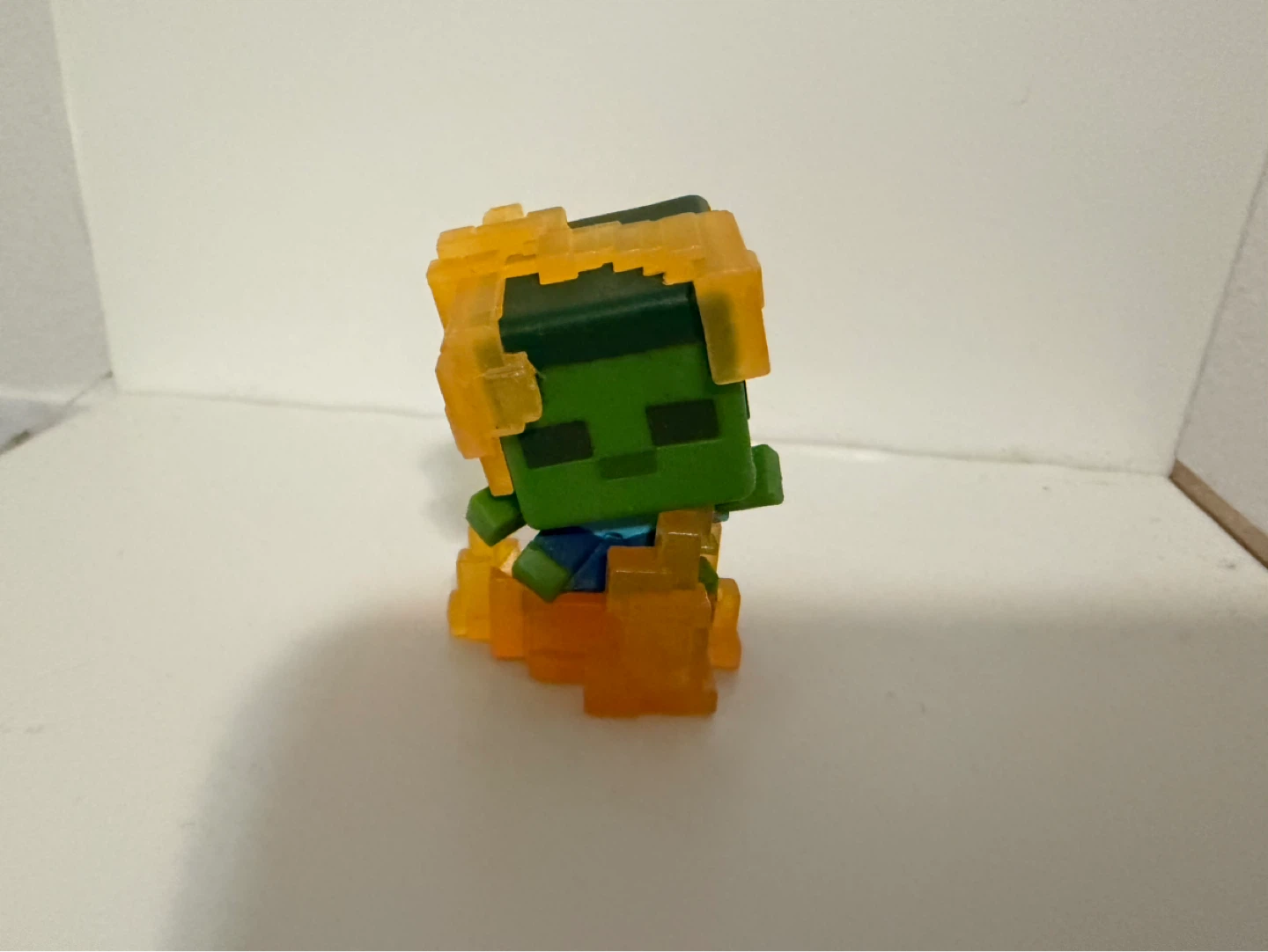 Baby Minecraft Zombie Figure with Orange Flames