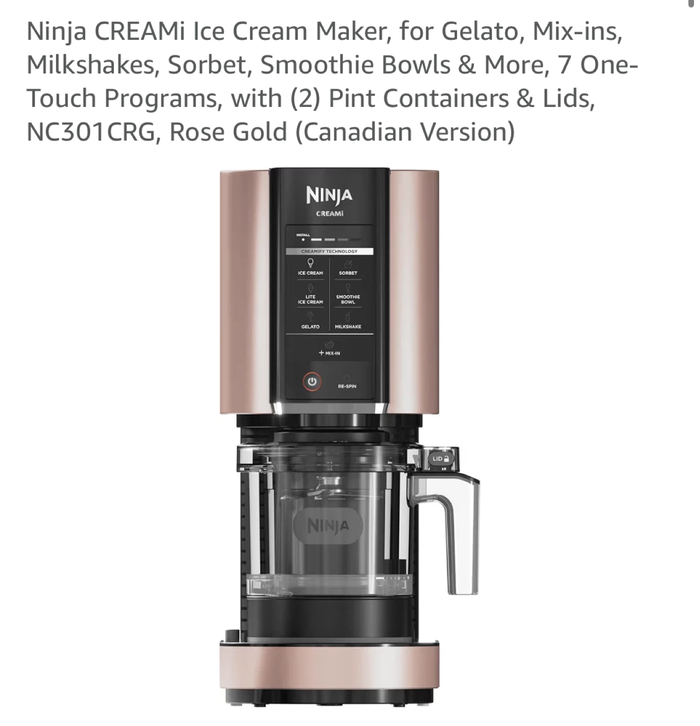 Ninja CREAMi Ice Cream Maker NC301CRG Rose Gold