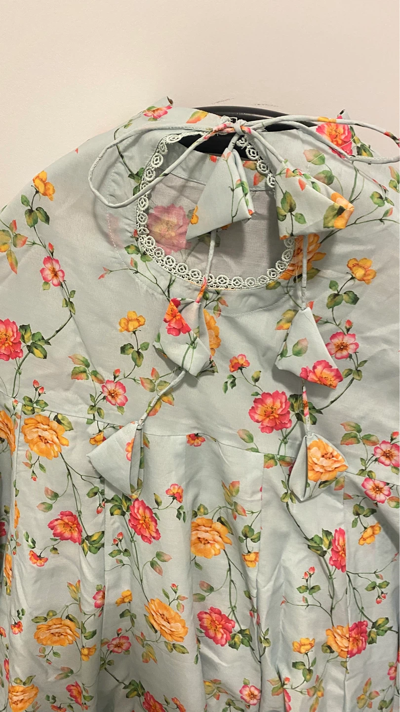 Light Blue Floral Print Dress with Dupatta - photo 5