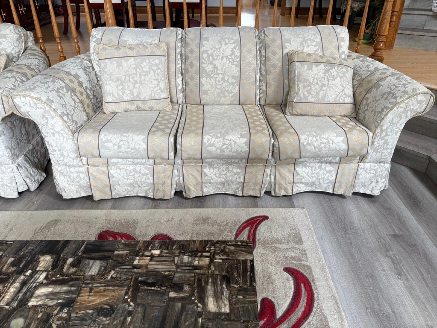 3-Piece Sofa Set – Classic Floral Upholstery – Great Condition