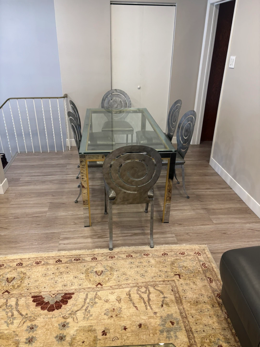 Glass Dining Table Set with 6 Chairs