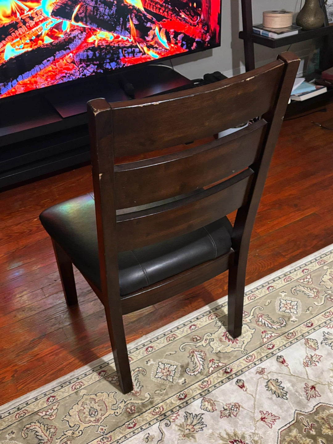 Dark Wood Dining Chair with Padded Seat - photo 3