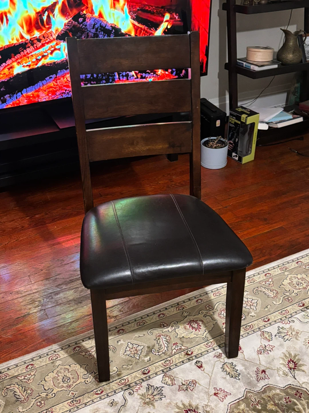 Dark Wood Dining Chair with Padded Seat
