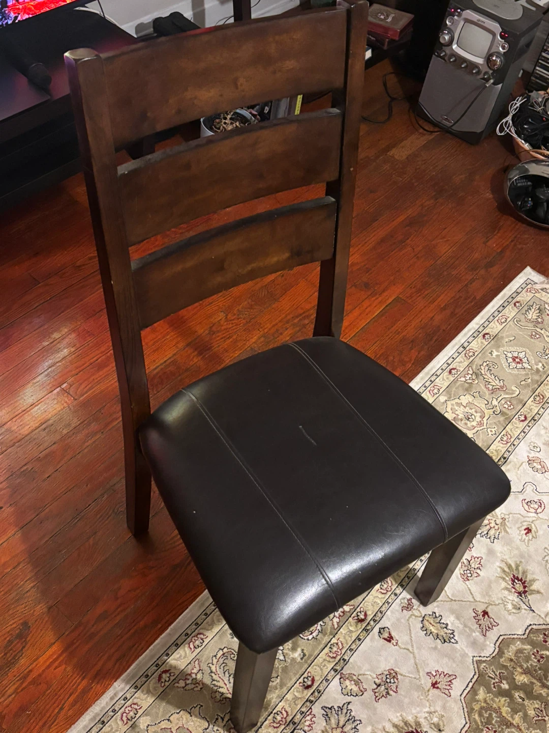 Dark Wood Dining Chair with Padded Seat - photo 2