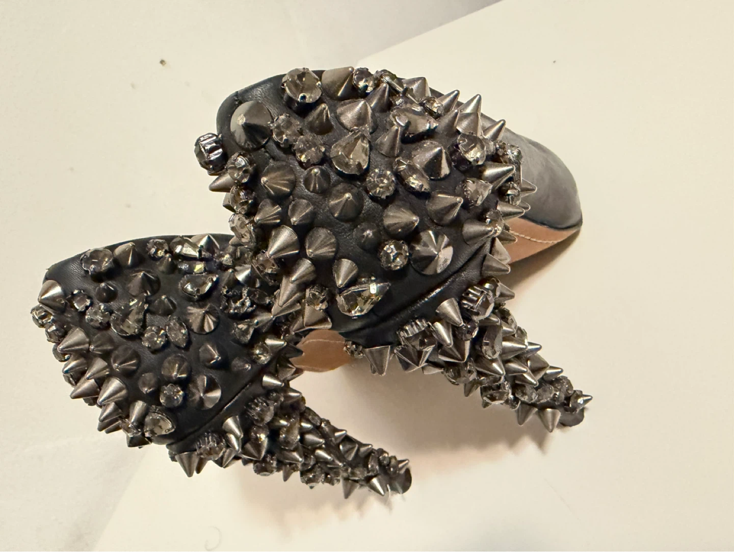 Sam Edelman Black Peep-Toe Heels with Spikes - photo 2