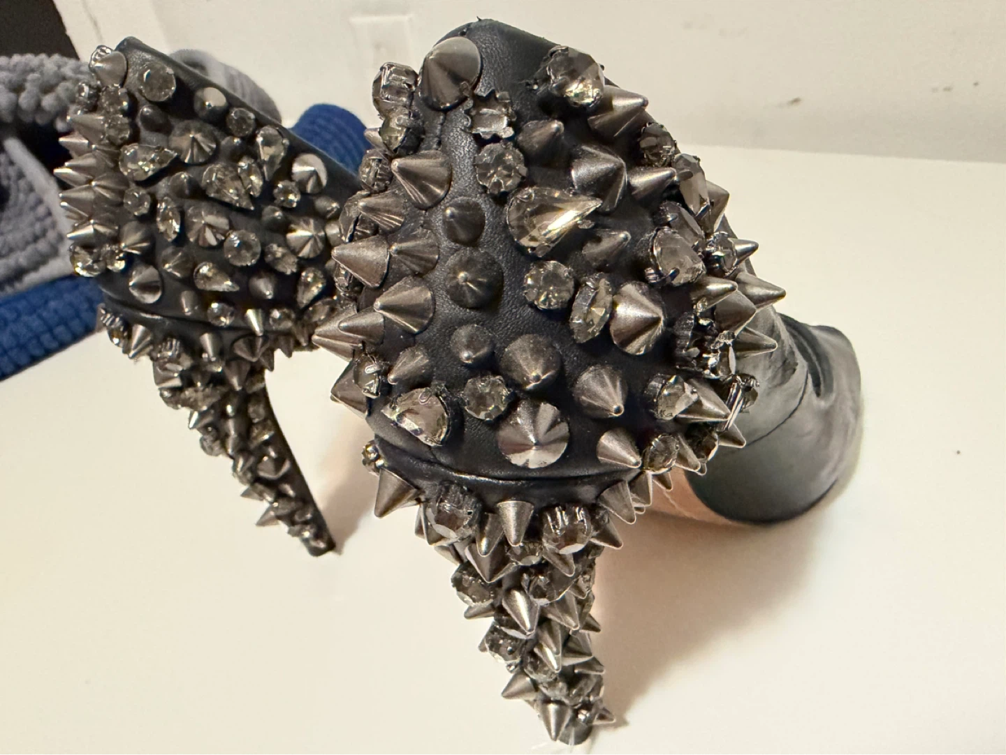 Sam Edelman Black Peep-Toe Heels with Spikes - photo 4