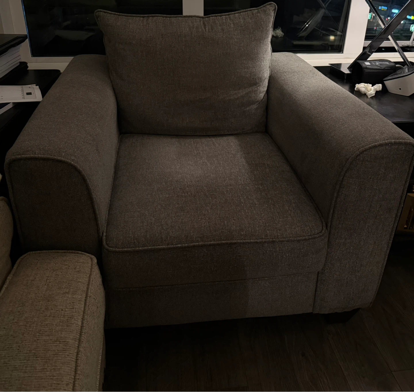 Grey Fabric Armchair