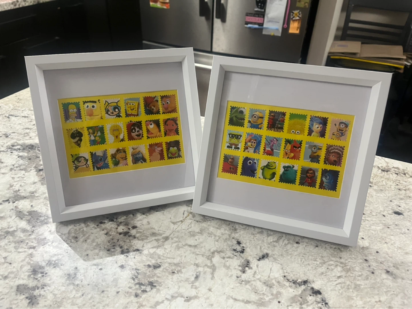 Framed Cartoon Character Stamp Collection (Set of 2)