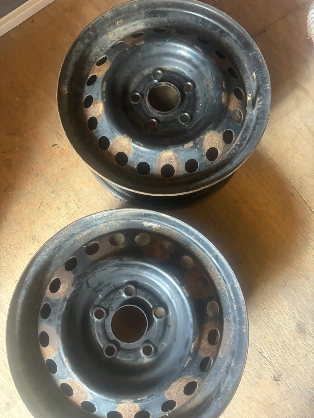 Set of 2 Black Steel Wheels