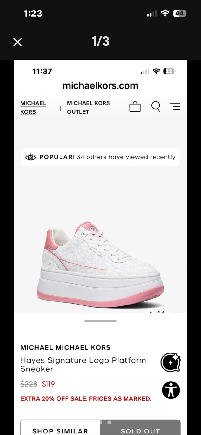 Michael Kors Hayes  Logo Platform Sneakers White Pink Size 7