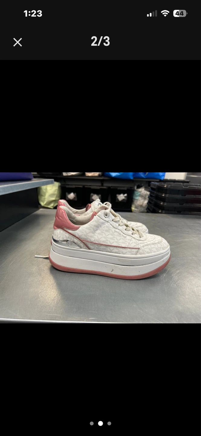 Michael Kors Hayes  Logo Platform Sneakers White Pink Size 7 - photo 2