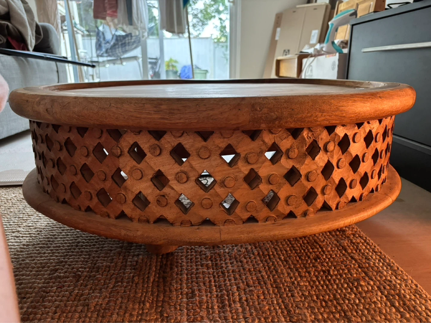 West Elm Carved Wood Coffee Table - photo 3