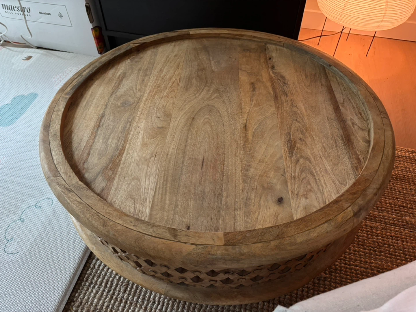 West Elm Carved Wood Coffee Table - photo 4