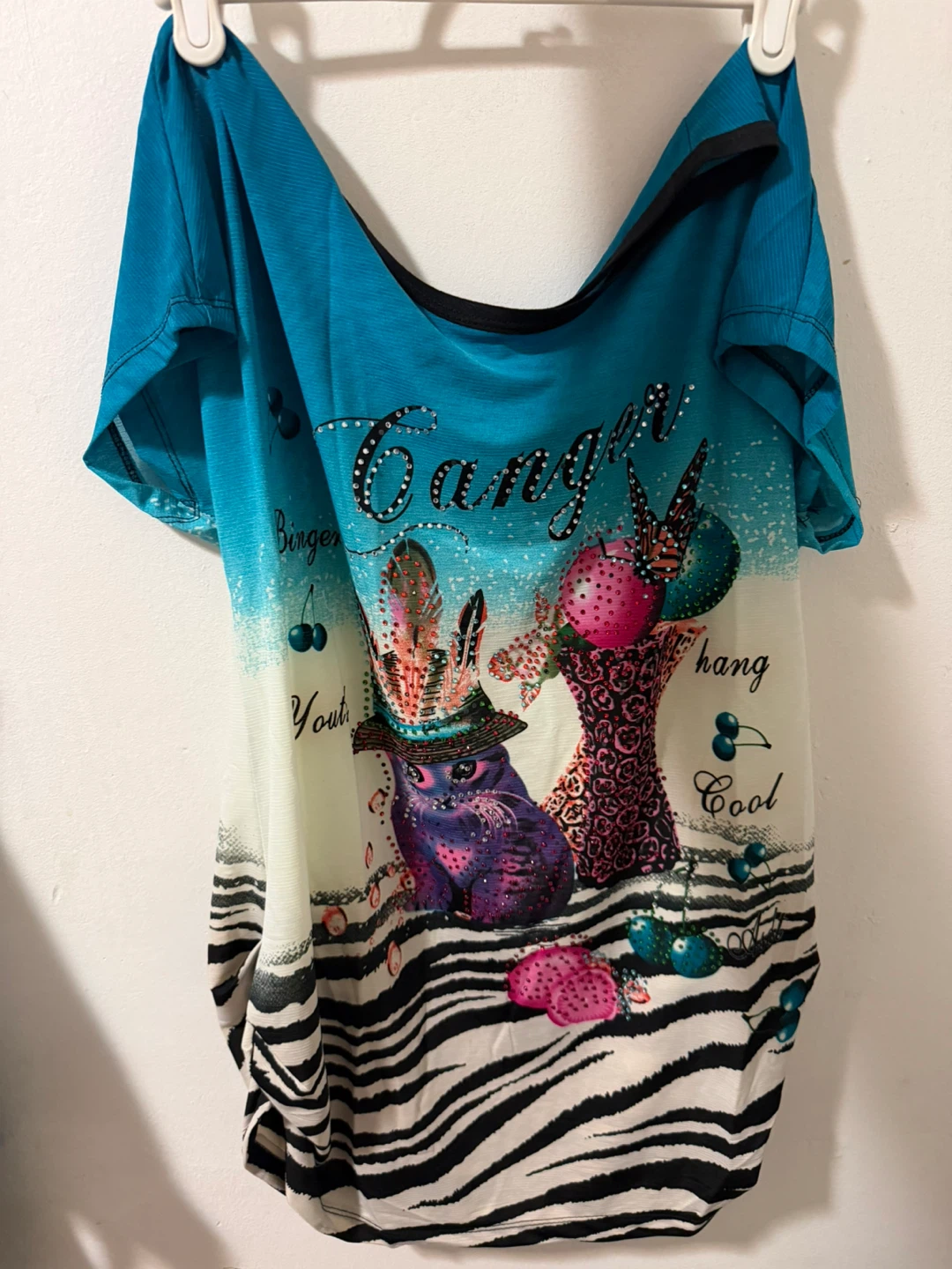 HUAZHILI Women's XL Blue Graphic T-Shirt