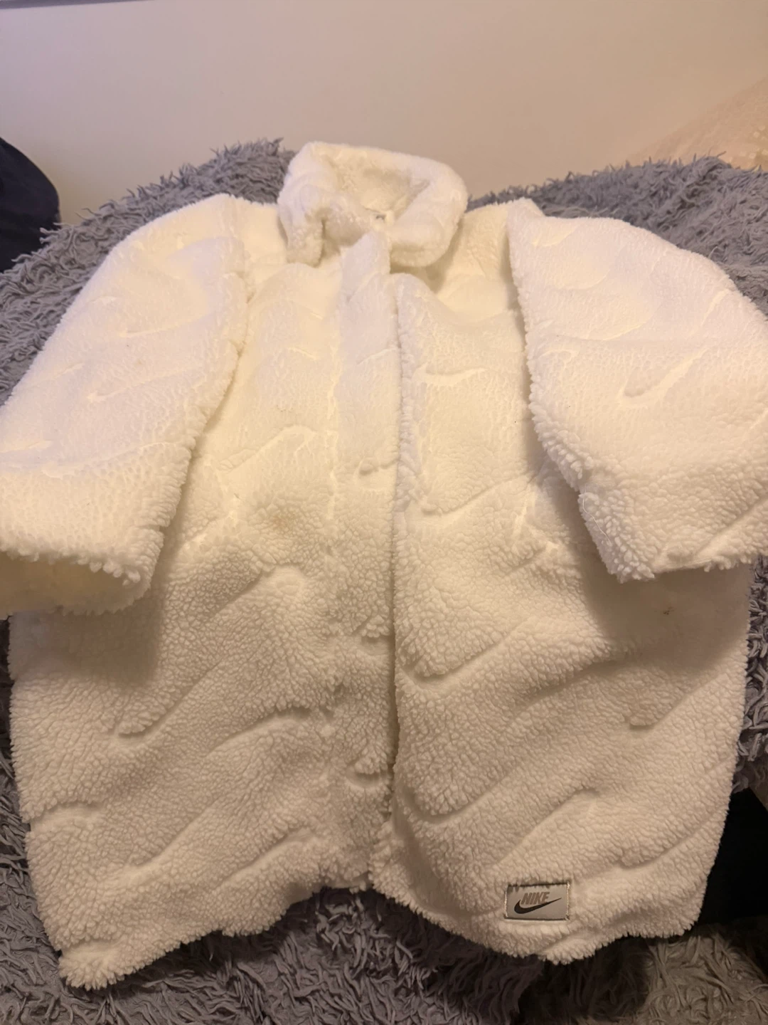 Nike Sherpa Fleece Jacket White Size S
