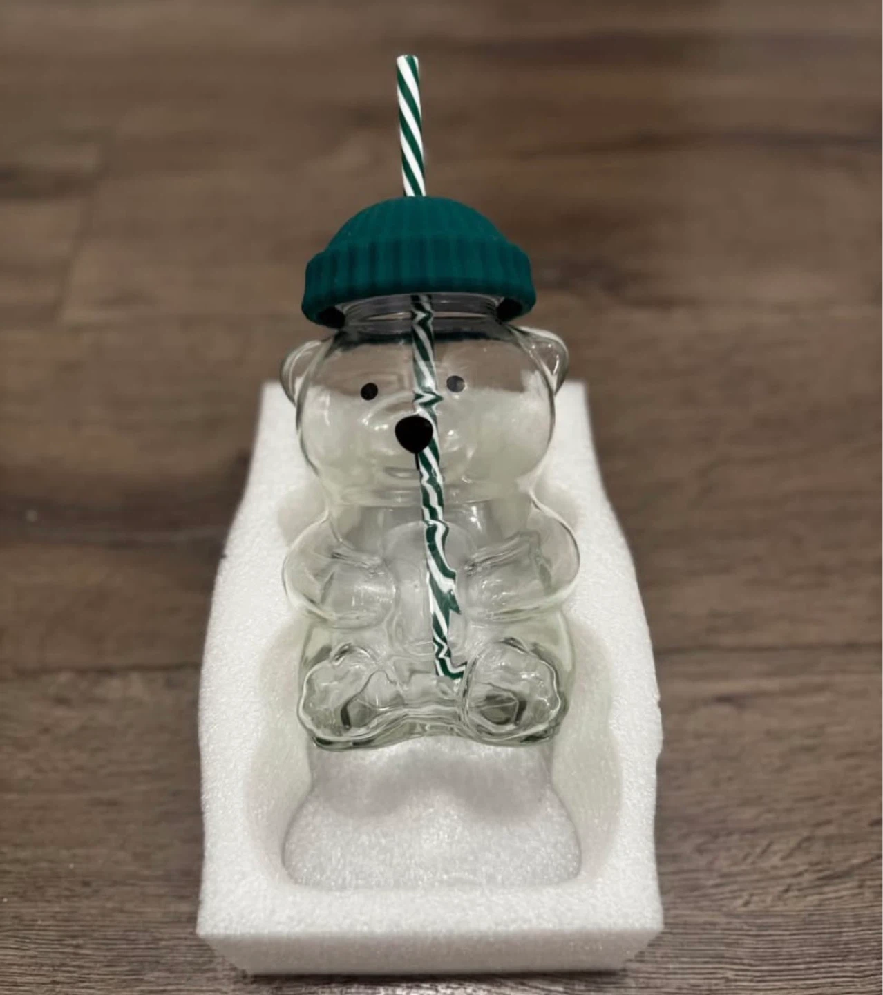 Glass Bear Tumbler with Straw