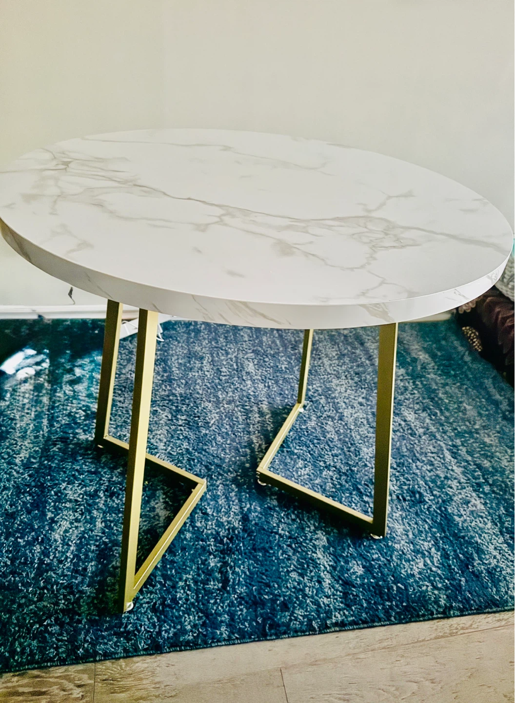 Marble Top Round Coffee Table with Gold Legs - photo 2