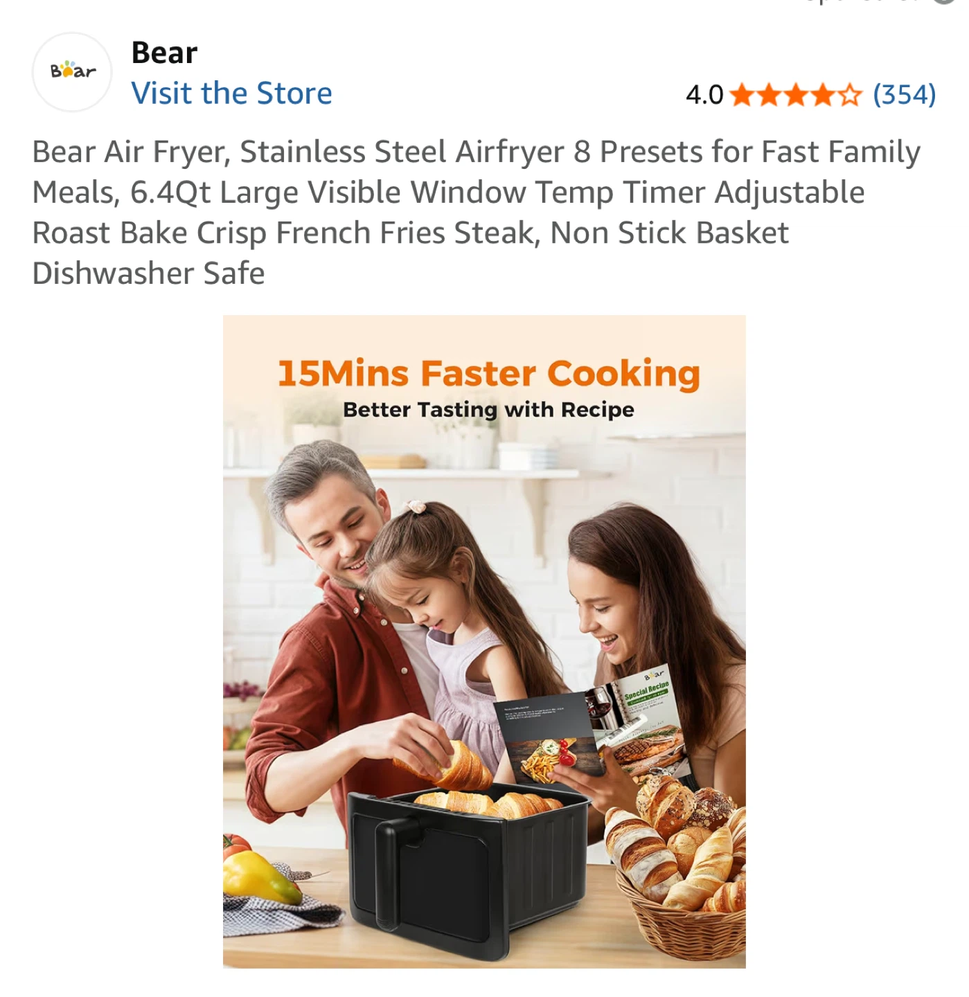 Bear Stainless Steel Air Fryer - 6.4Qt - photo 2