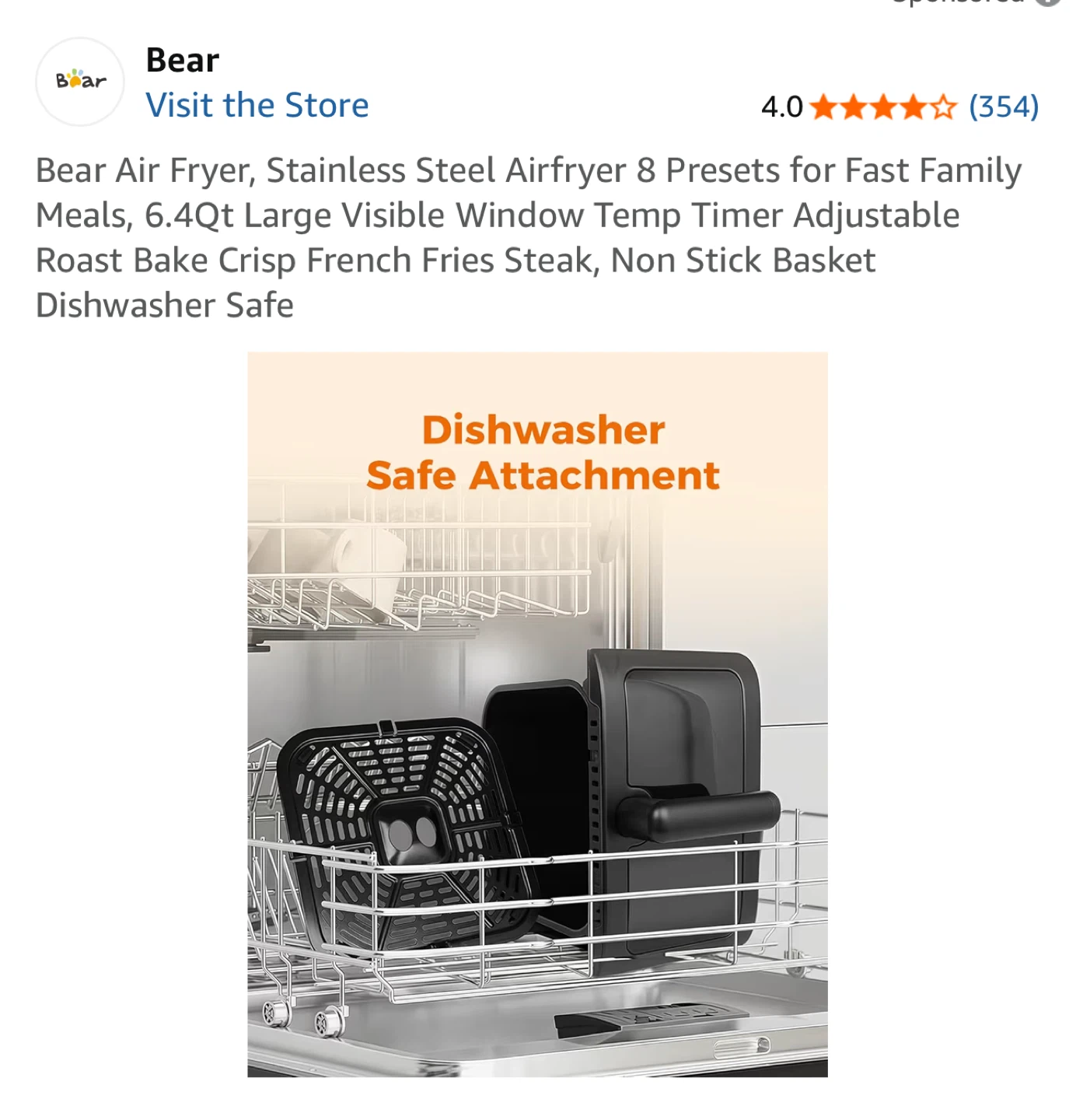 Bear Stainless Steel Air Fryer - 6.4Qt - photo 5