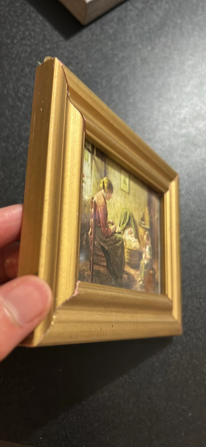 Framed Miniature Painting of Mother and Child - photo 3